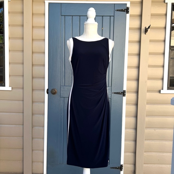 Ralph Lauren Navy and White Midi Dress Women’s Size 6 - Picture 2 of 8